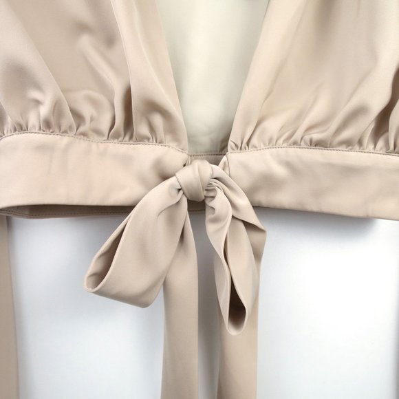 BNWT Revolve x NBD Imogen Tie Front Long Sleeve Top in Champagne S - Picture 7 of 13